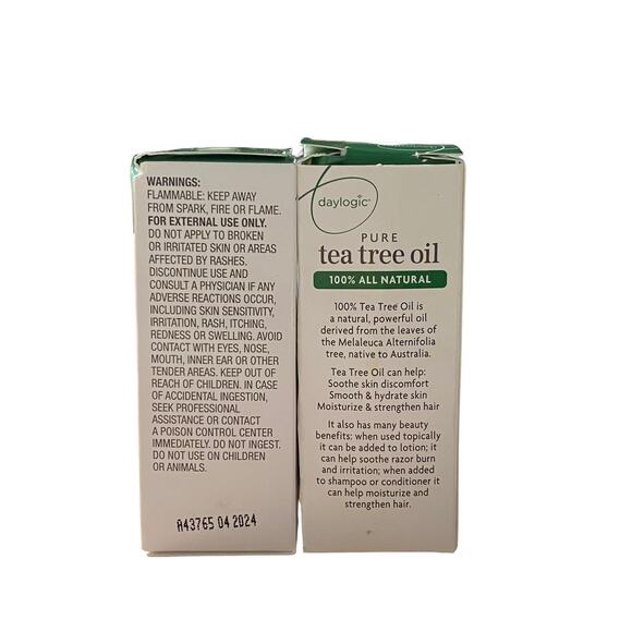2 bottles of Daylogic Pure Tea Tree Oil 100% all natural 1 fl oz each bottle - Picture 2 of 3